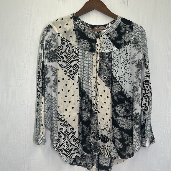 Anthropologie - Maeve Linden Floral Patchwork Dolman Button Down Blouse Size SM - Picture 9 of 12